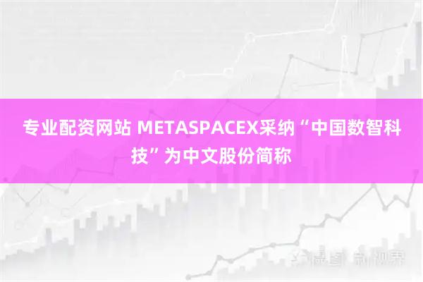 专业配资网站 METASPACEX采纳“中国数智科技”为中文股份简称